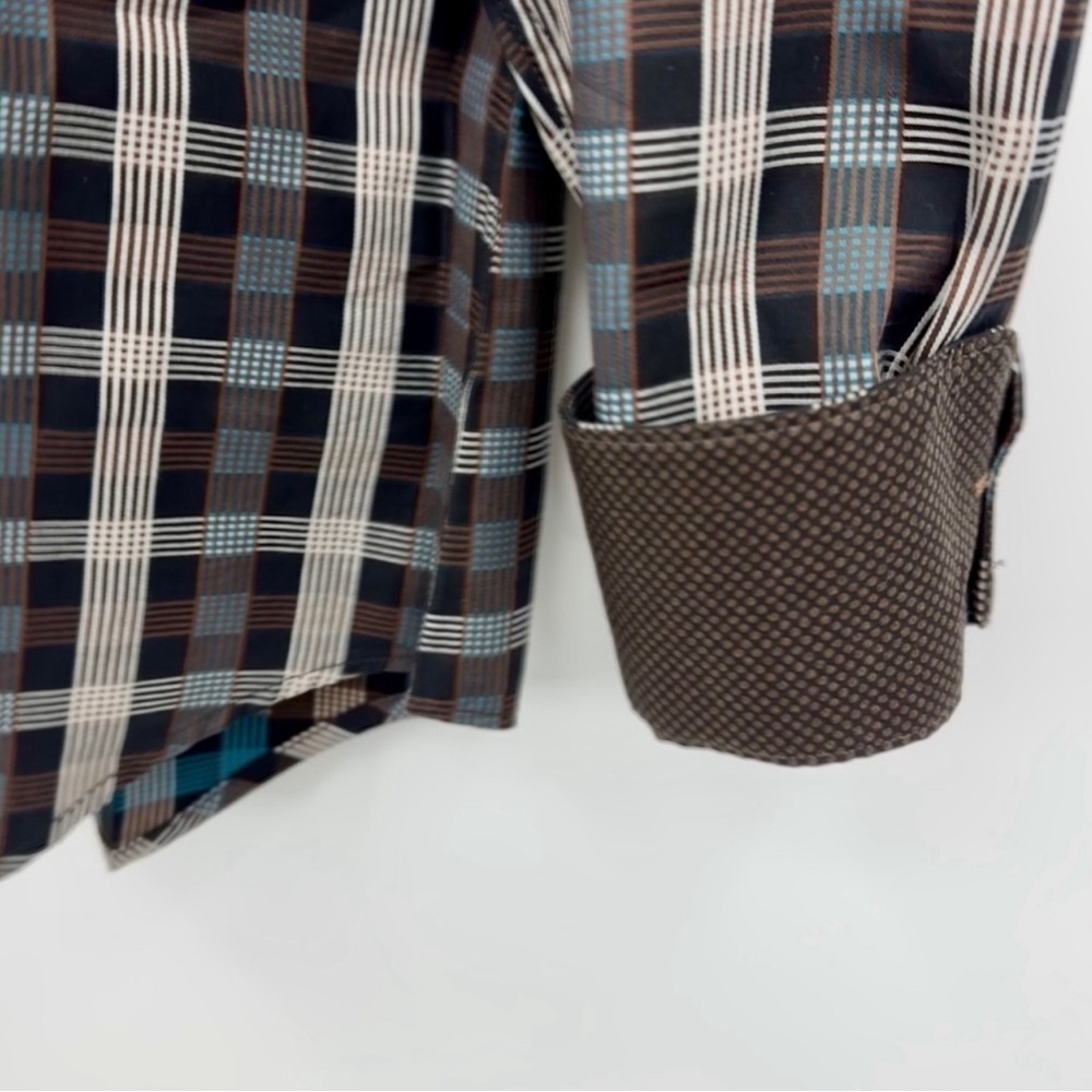 Bugatchi Uomo Men's Long Sleeve Contrast Cuffs Button Down Shirt Size Medium - Picture 4 of 14